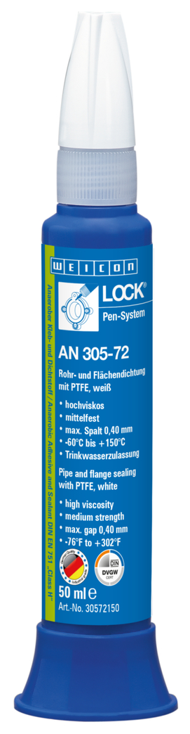 WEICONLOCK® AN 305-72 uszczelnianie rur i kołnierzy (z PTFE) | z PTFE, o średniej wytrzymałości, dopuszczony do kontaktu z wodą pitną