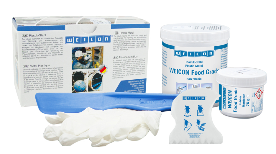 WEICON Food Grade | wypełniony minerałami system żywicy epoksydowej do ochrony przed zużyciem, dopuszczony do kontaktu z żywnością